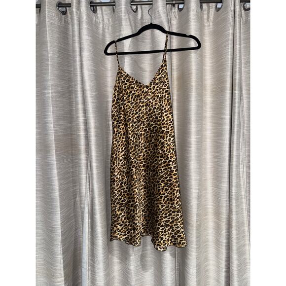 Vintage Gillian O'malley Cheetah Leopard Print Satin Slip Dress Medium - Picture 1 of 5